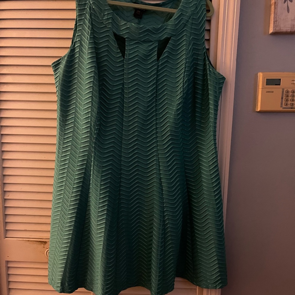 Enfocus Studio Teal Chevron Mini Dress